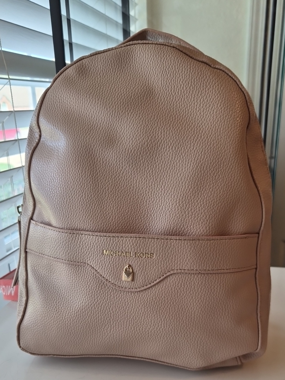 Michael Kors Pebbled Leather Backpack in Soft Taupe